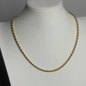 Necklace gold tone rope style costume jewelry simple for women or men